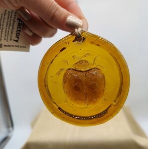 Lady Bug Glass Art Suncatcher Ornaments By REGLASS Amber Orange Brown NWT
